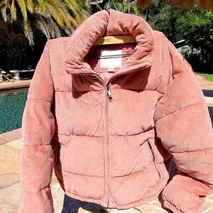 Corduroy mauve puffer jacket
